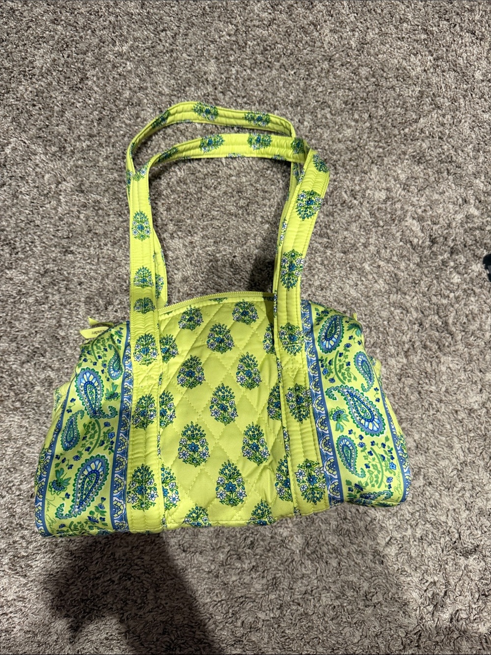 Vera Bradley Lime Green Paisley Quilted Tote